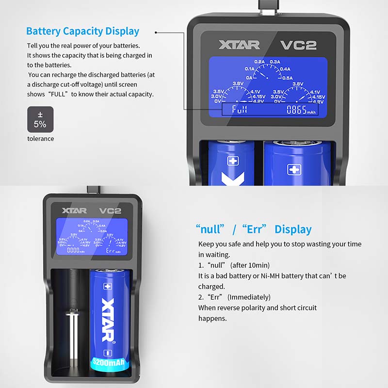 XTAR VC2 Vape Battery Chargers